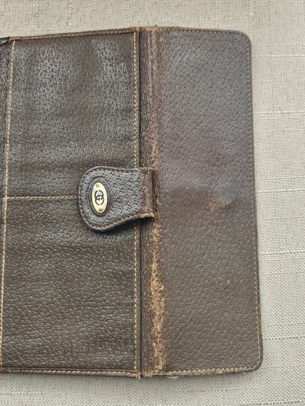 Vintage Gucci Brown Leather Bifold Clutch Wallet With Signature Red/Green Stripe - Picture 10 of 16